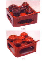 仏膳椀 木製PC椀付 朱